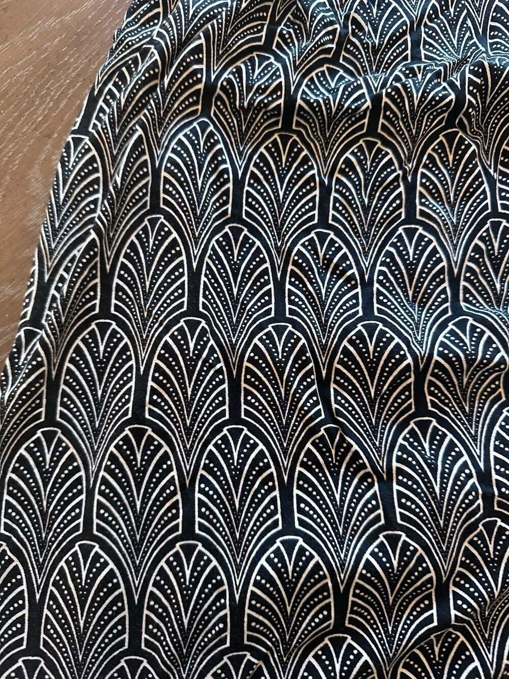 Anthropologie Maeve Galena Black and White Art Deco Print V-Neck Midi Dress - Picture 2 of 7